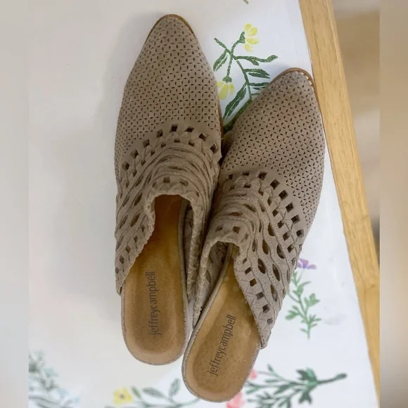 Jeffrey Campbell Perforated Suede Mule Heels – Size 8.5 - Picture 7 of 7